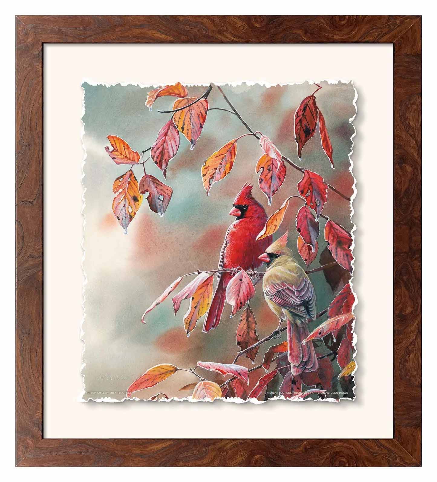 Autumn Chill - Cardinals - Deckled Edge Paper Print