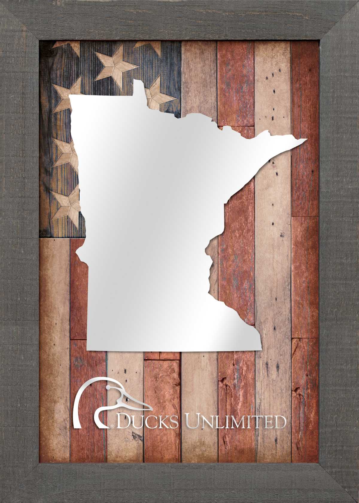 State with USA Flag - 16" x 24" Custom Framed Mirror