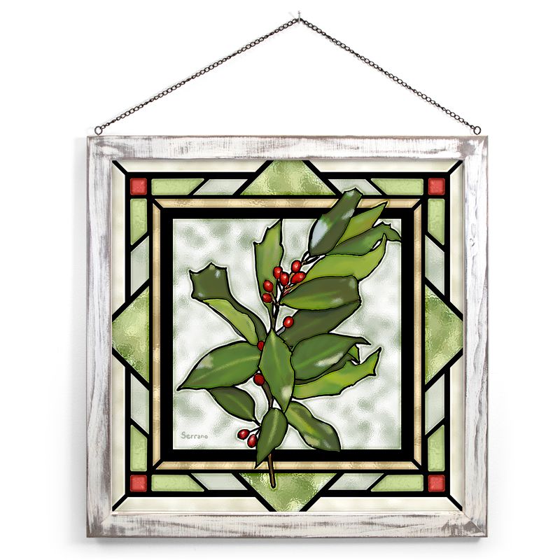 Holly Berries - 20" x 20" Stained Glass Art