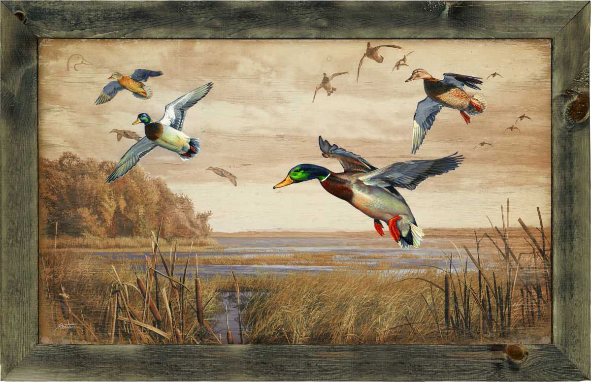 Autumn Rendezvous Mallard - 18" x 30" Wood Sign