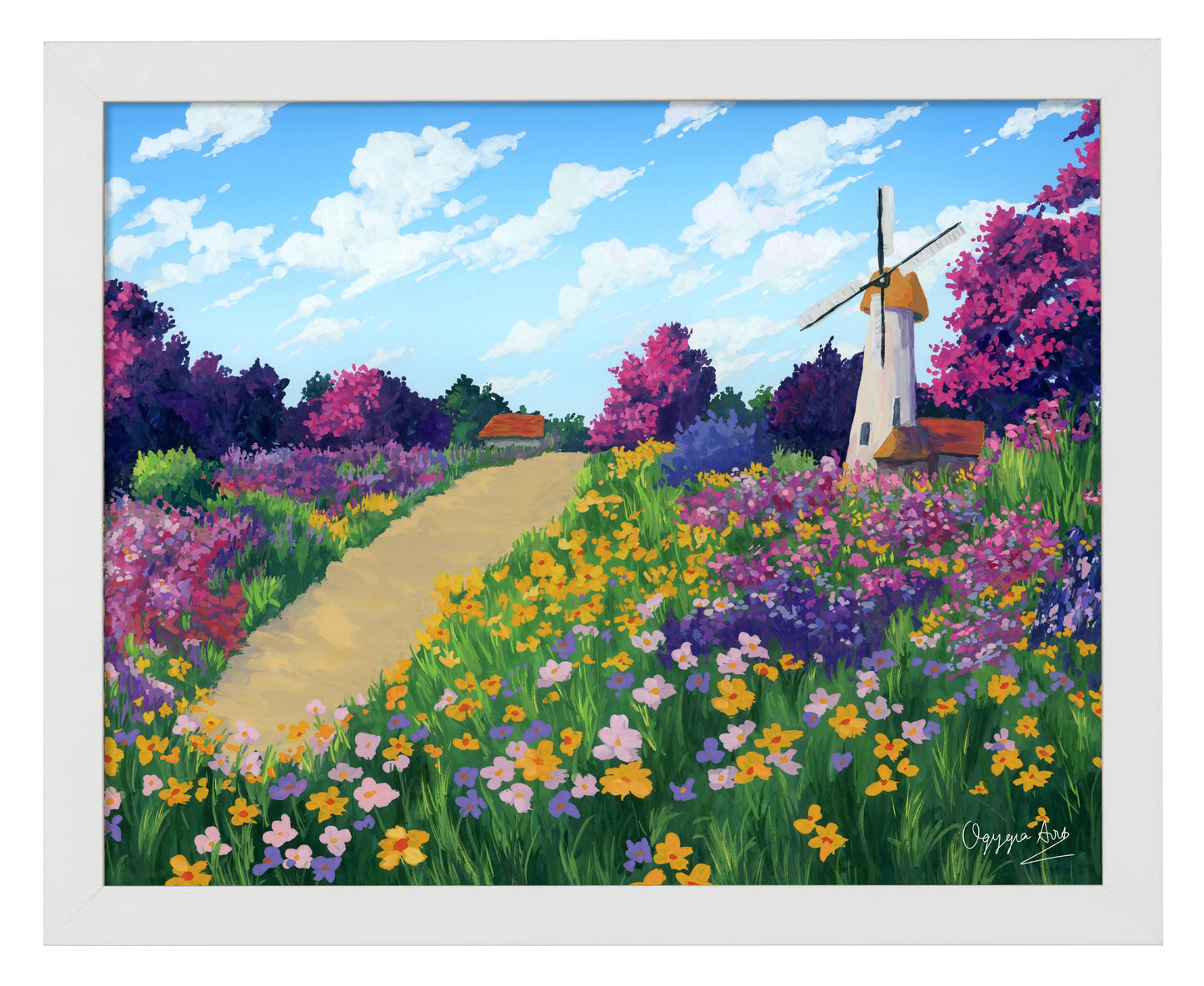 Windmill Flower Field - Art Prints
