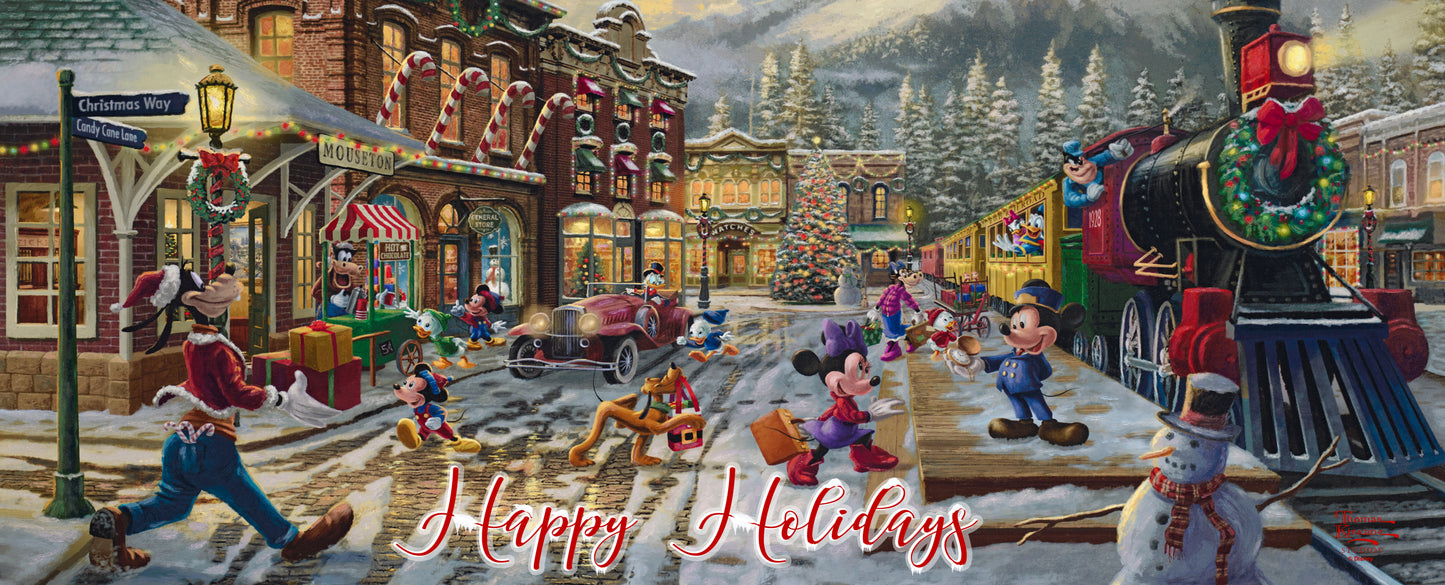 Disney Mickey and Minnie Candy Cane Express - 12" x 30" Wood Sign