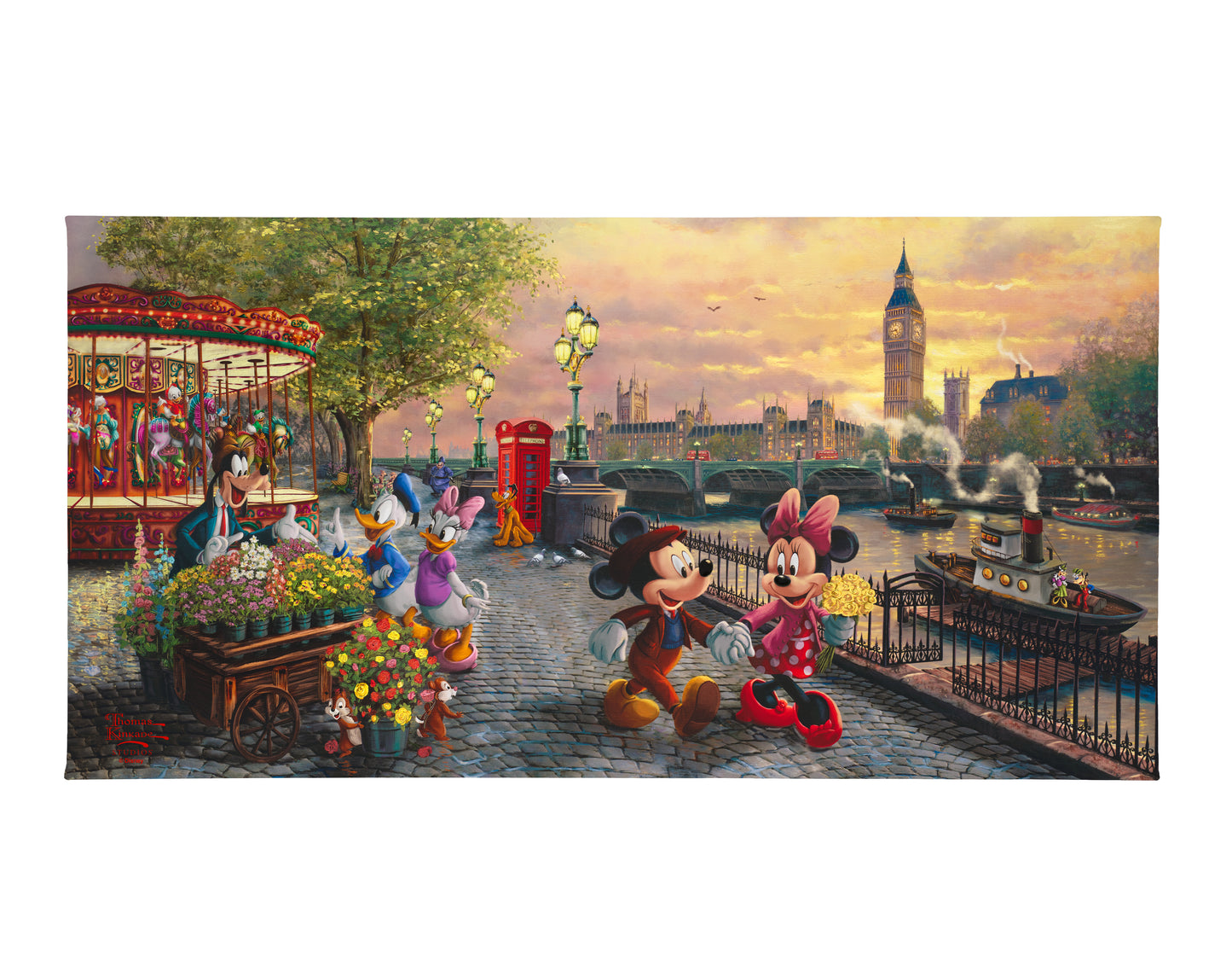 Disney Mickey and Minnie in London - 16" x 31" Gallery Wrapped Canvas