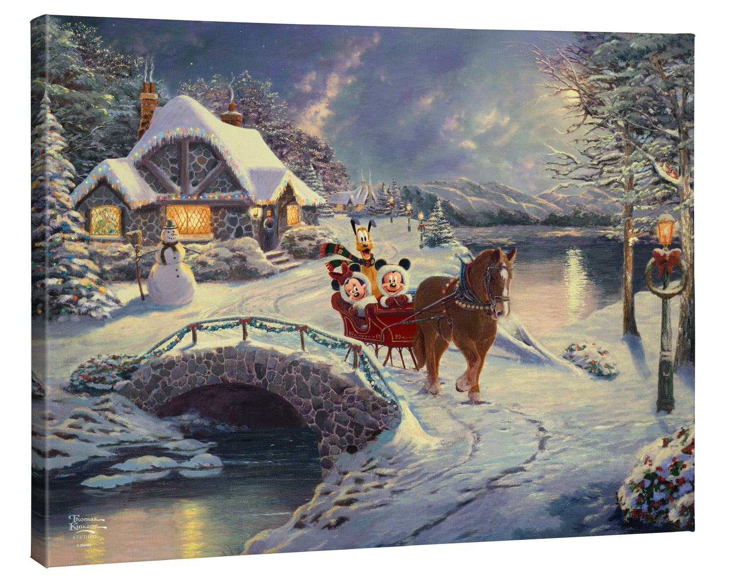 Disney Mickey and Minnie Evening Sleigh Ride - 24" x 30" Gallery Wrapped Canvas