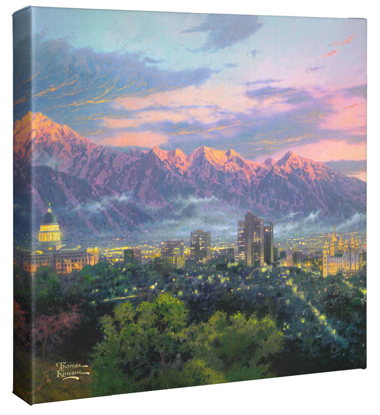 Salt Lake: City of Lights - 14" x 14" Gallery Wrapped Canvas