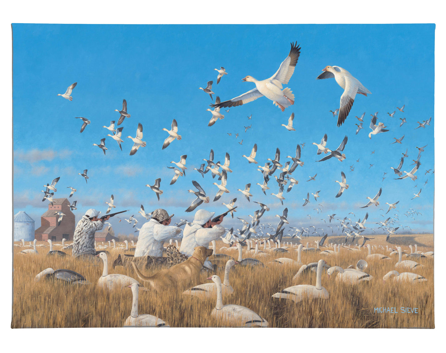 Springtime Snows - Snow Goose Hunters - 13" x 18" Gallery Wrapped Canvas