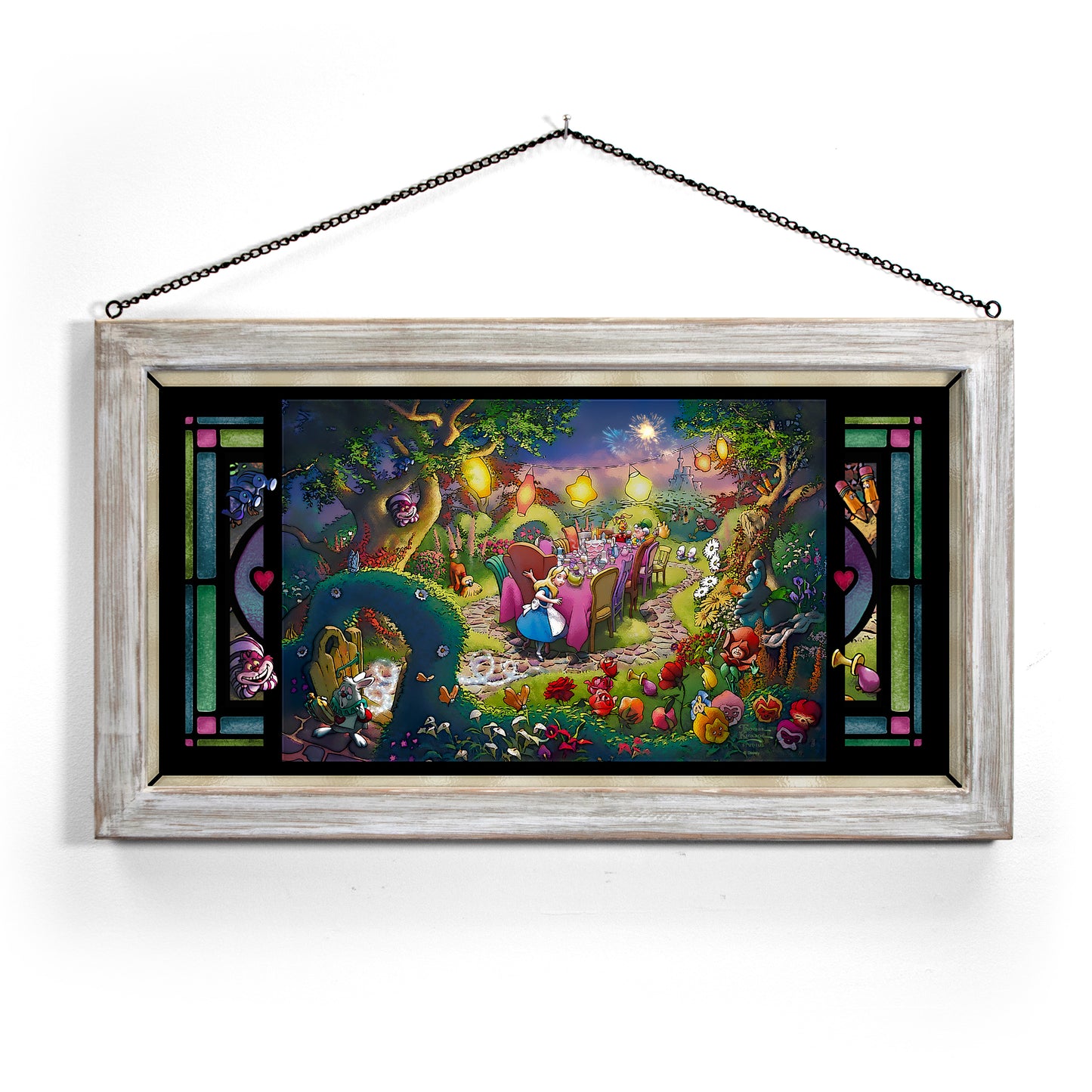 Disney Mad Hatter's Tea Party - 13" x 23" Stained Glass Art