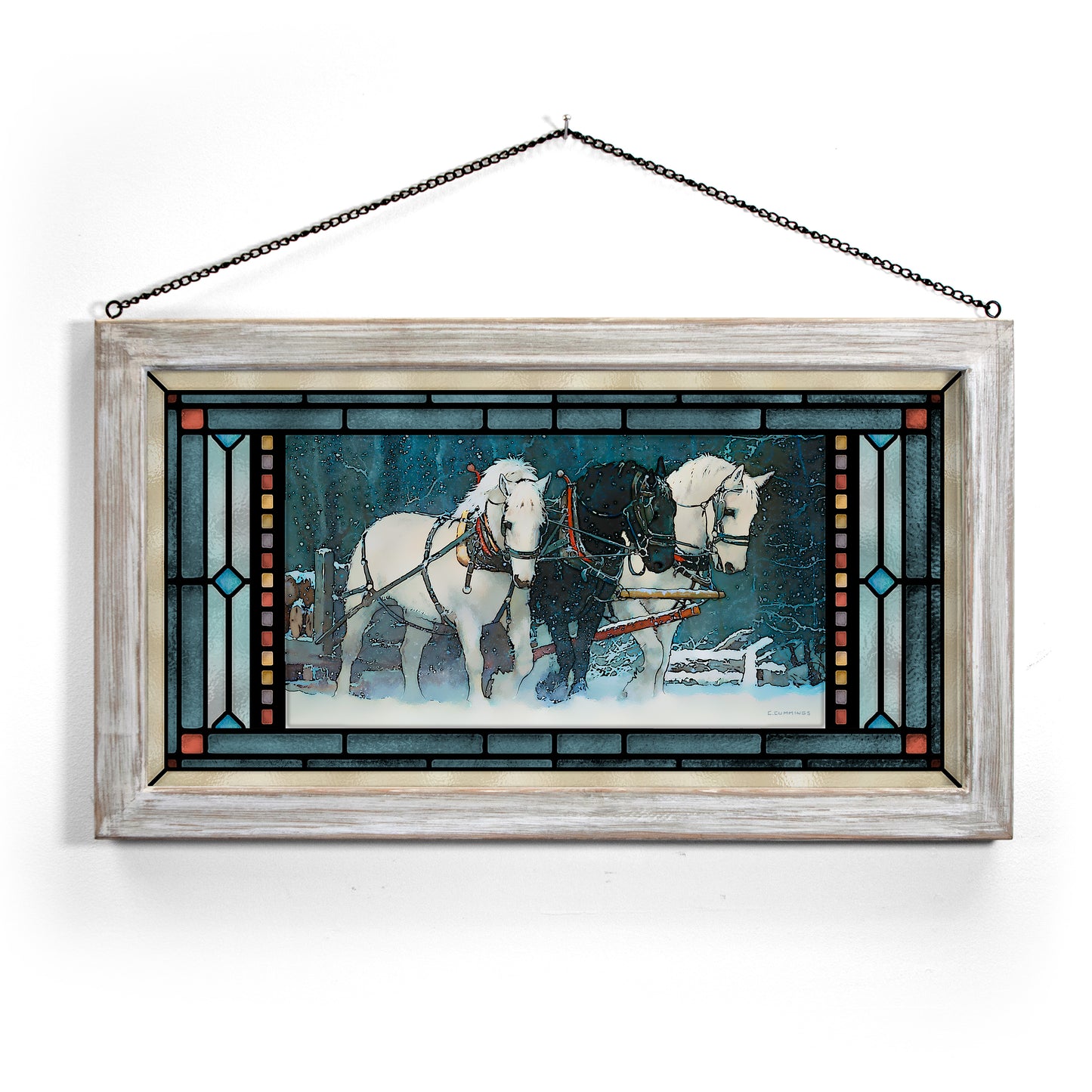 Snowfall - 13" x 23" Stained Glass Art