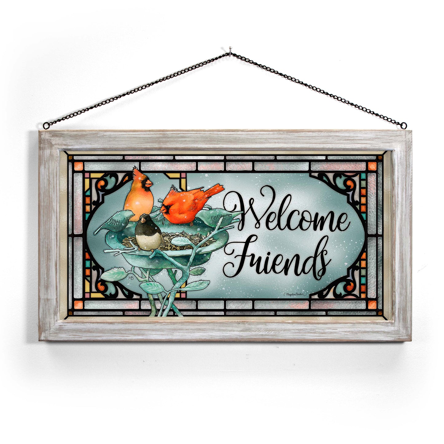 Welcome Friends - 13" x 23" Stained Glass Art