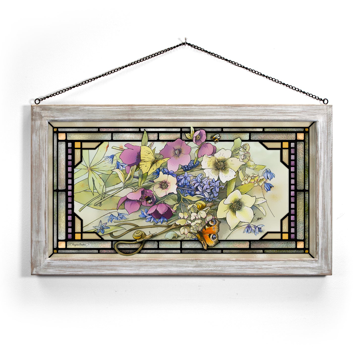 Gardener's Delight - 13" x 23" Stained Glass Art