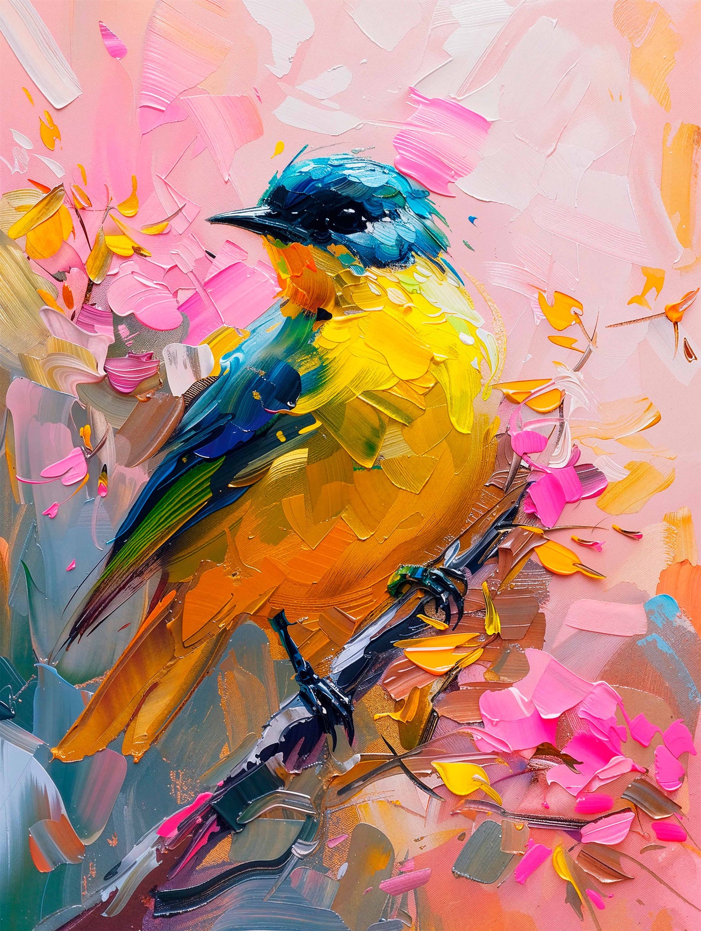 Vibrant Harmony - Songbird in Bloom - Limited Edition Canvas