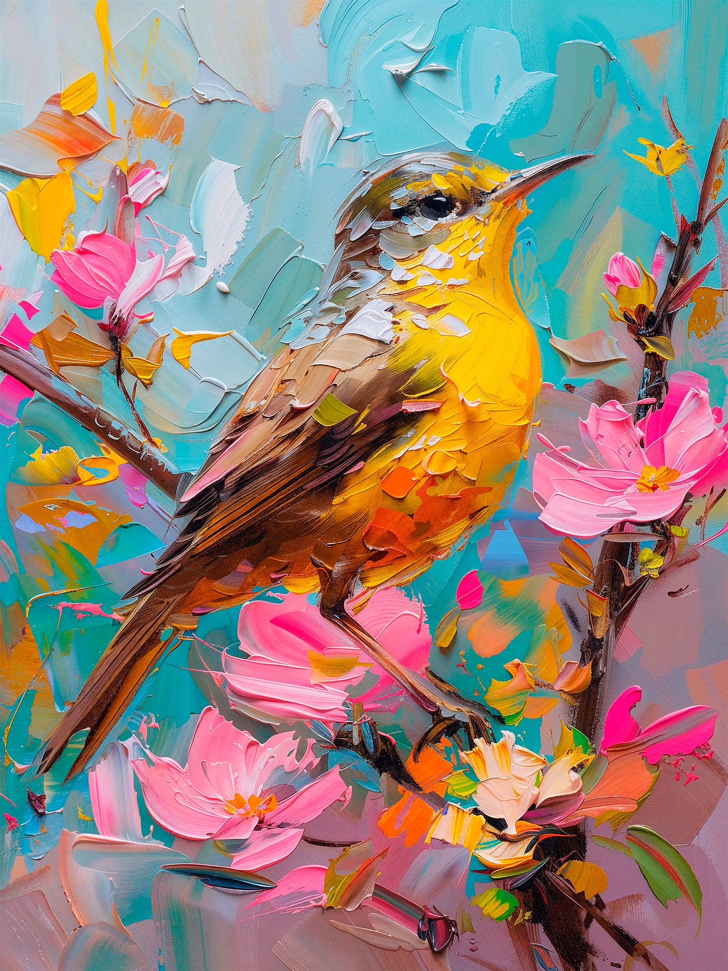 Spring Symphony - Warbler Among Blossoms - Limited Edition Canvas