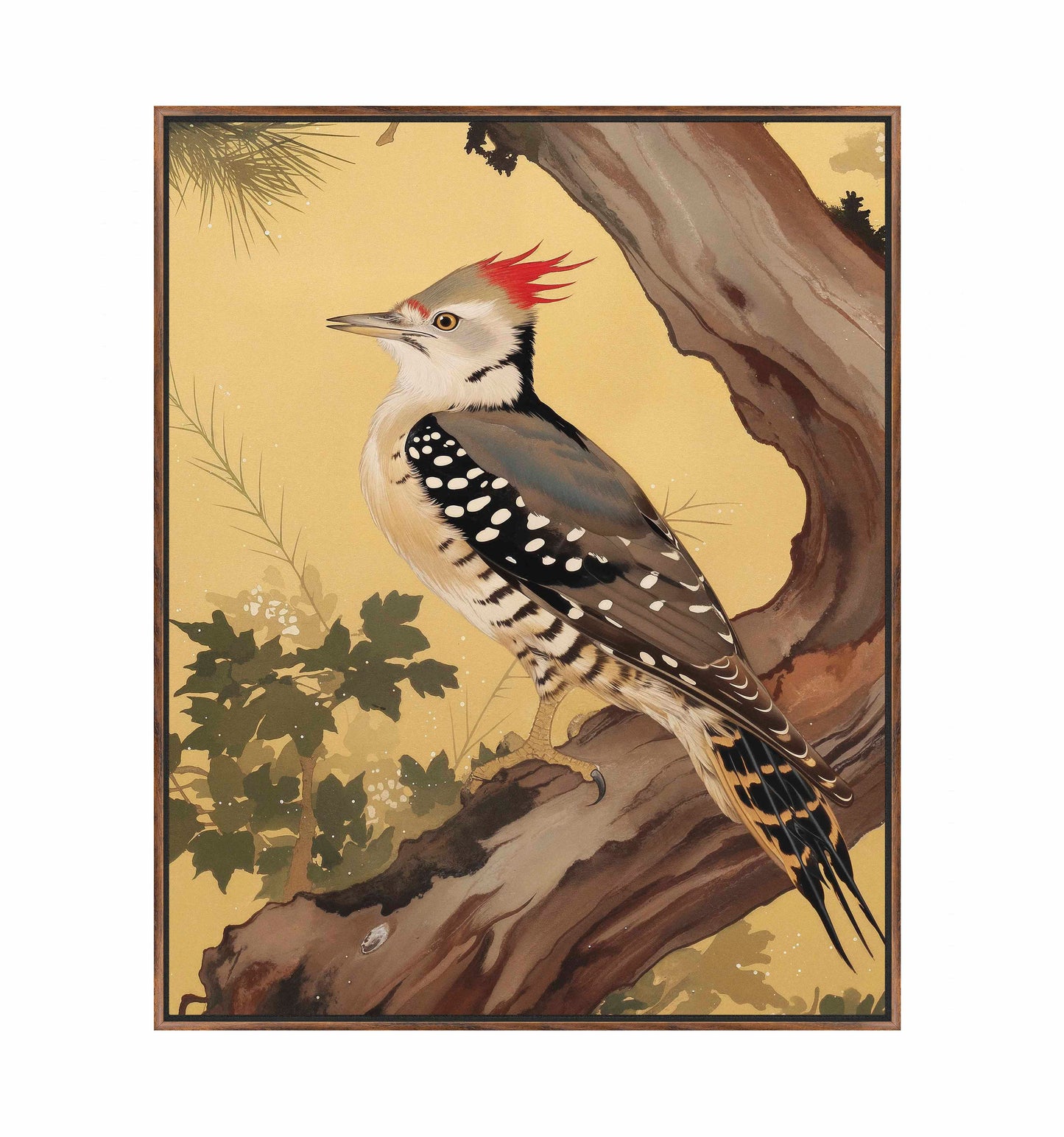 Echoes of the Forest - Woodpecker in Pine Haven - Gallery Wrapped Canvas