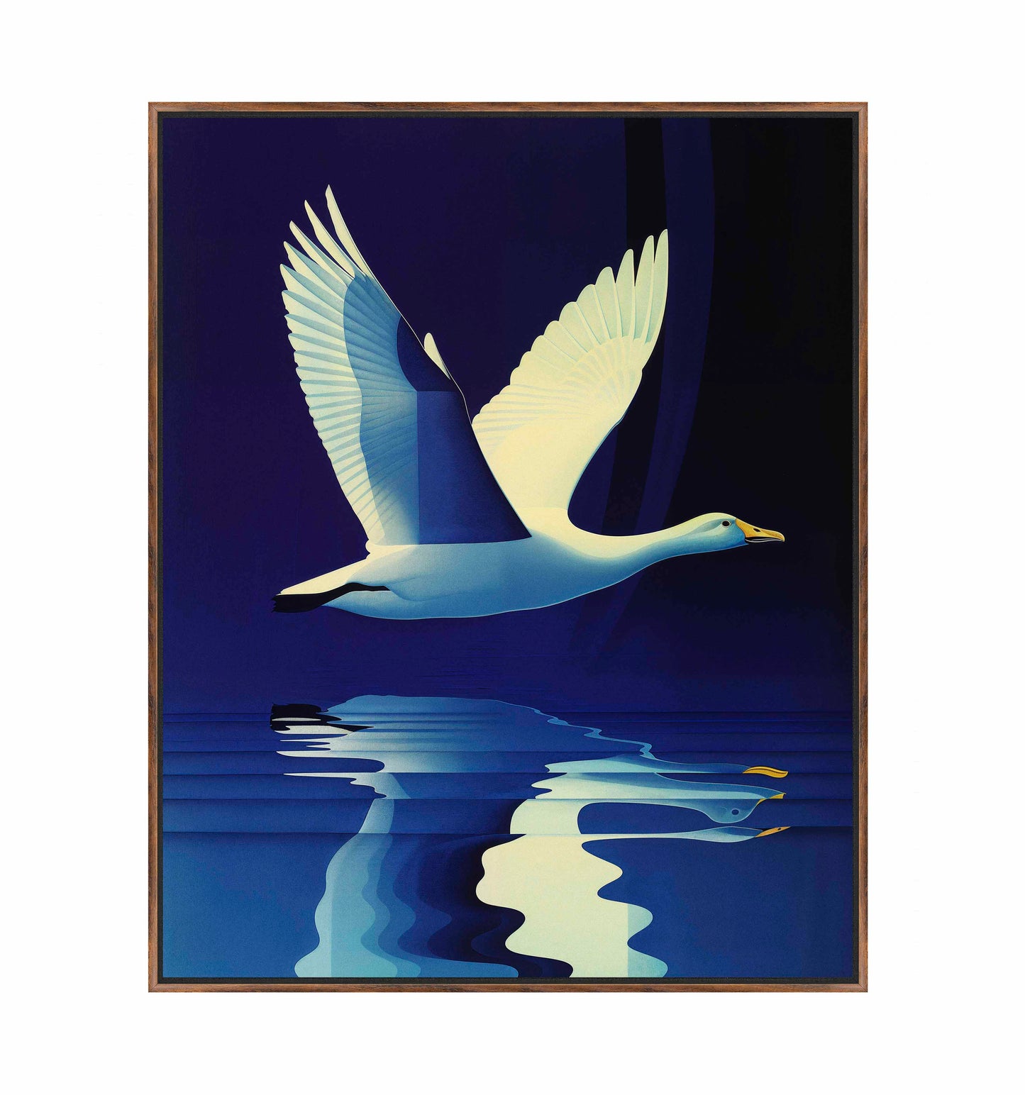 Reflections in Flight - Swan Over Tranquil Waters - Gallery Wrapped Canvas