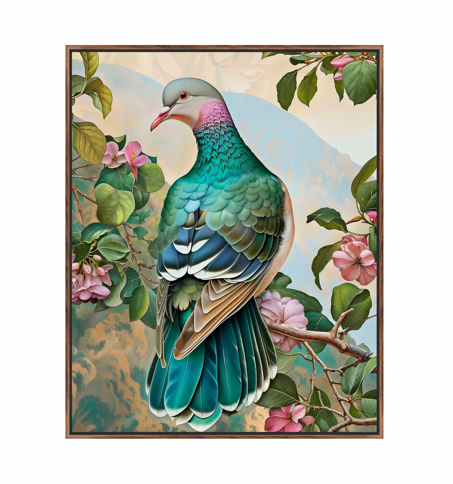 Verdant Splendor - Dove Amidst Blossoms - Gallery Wrapped Canvas