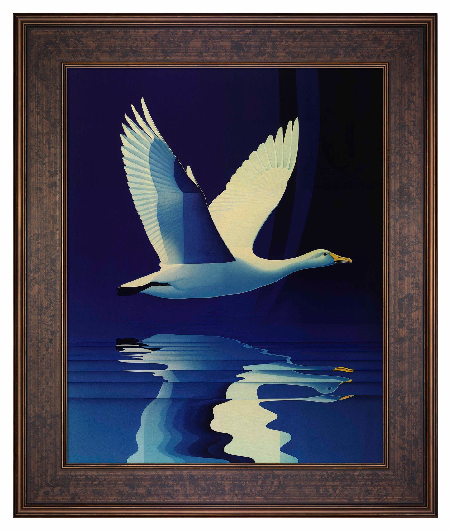 Reflections in Flight - Swan Over Tranquil Waters - Limited Edition Canvas