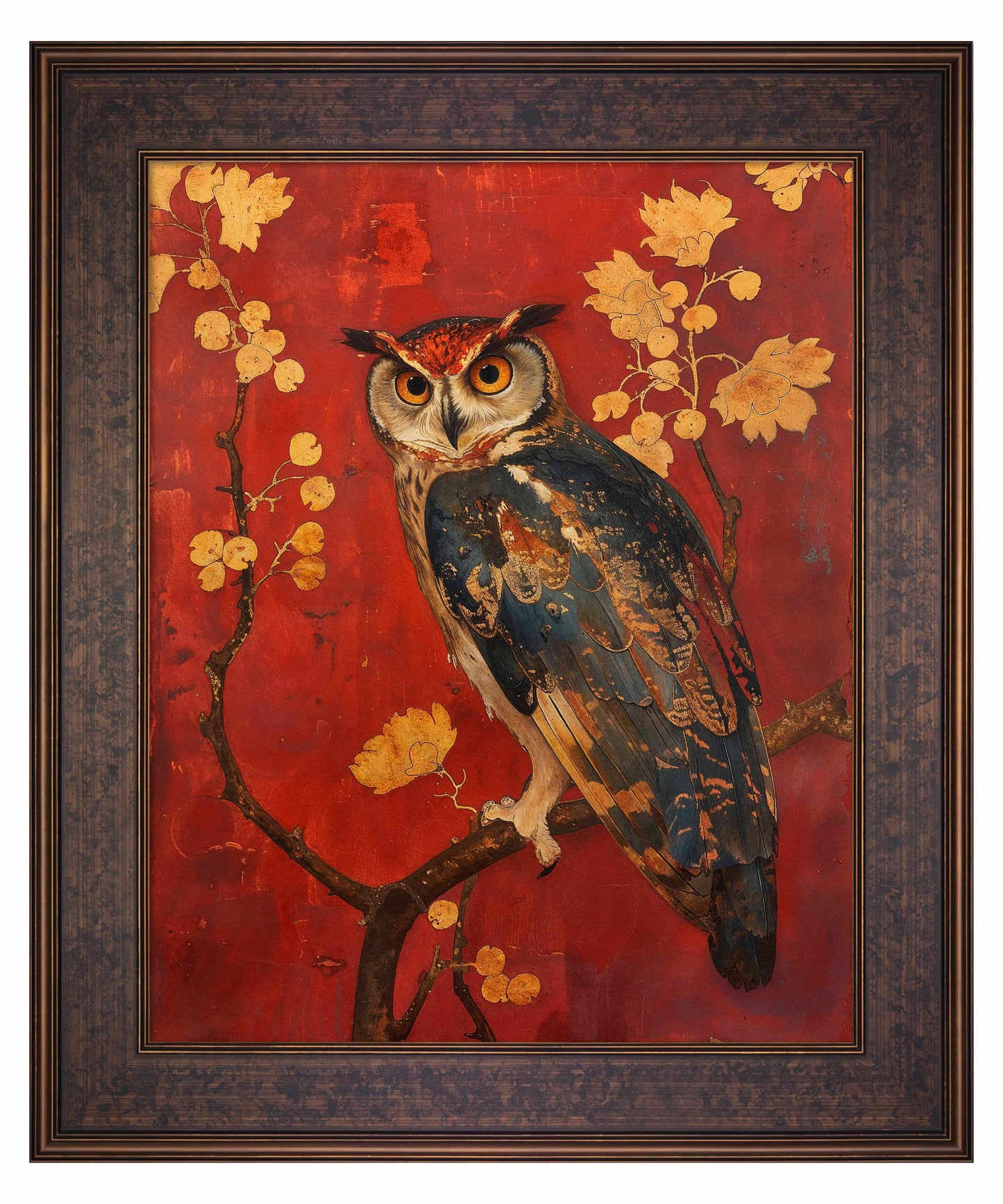 Majestic Watcher - Owl in Golden Foliage - Limited Edition Canvas
