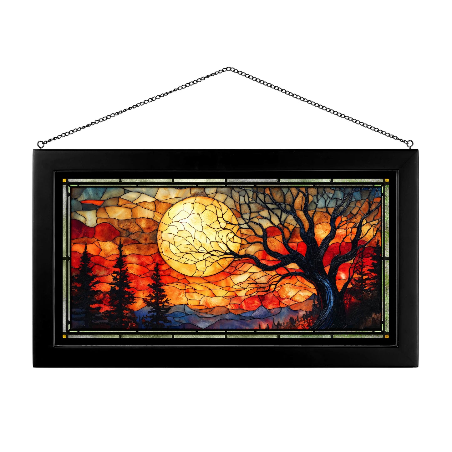 Autumn's Eerie Embers - 13" x 23" Stained Glass Art