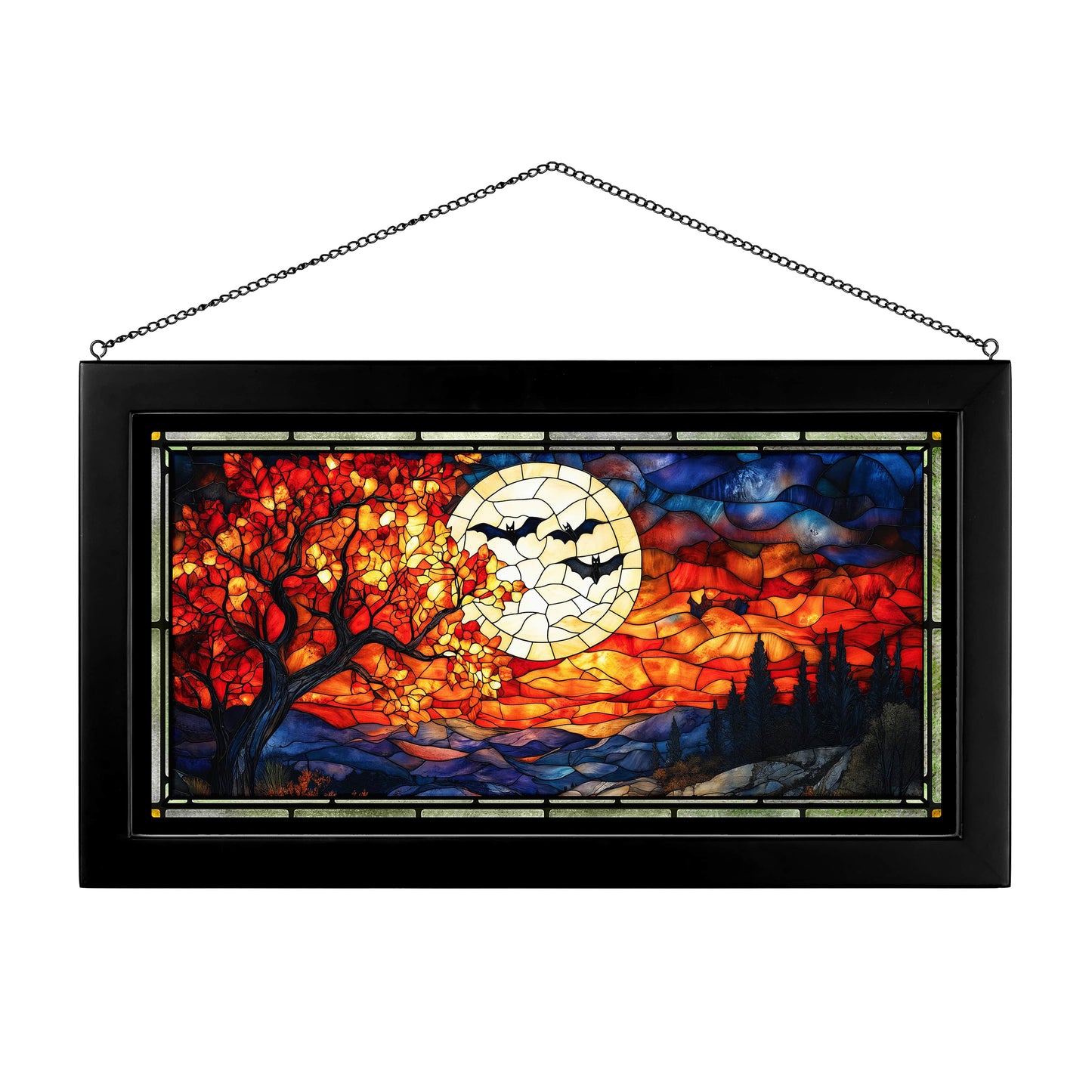 Halloween Horizon - 13" x 23" Stained Glass Art