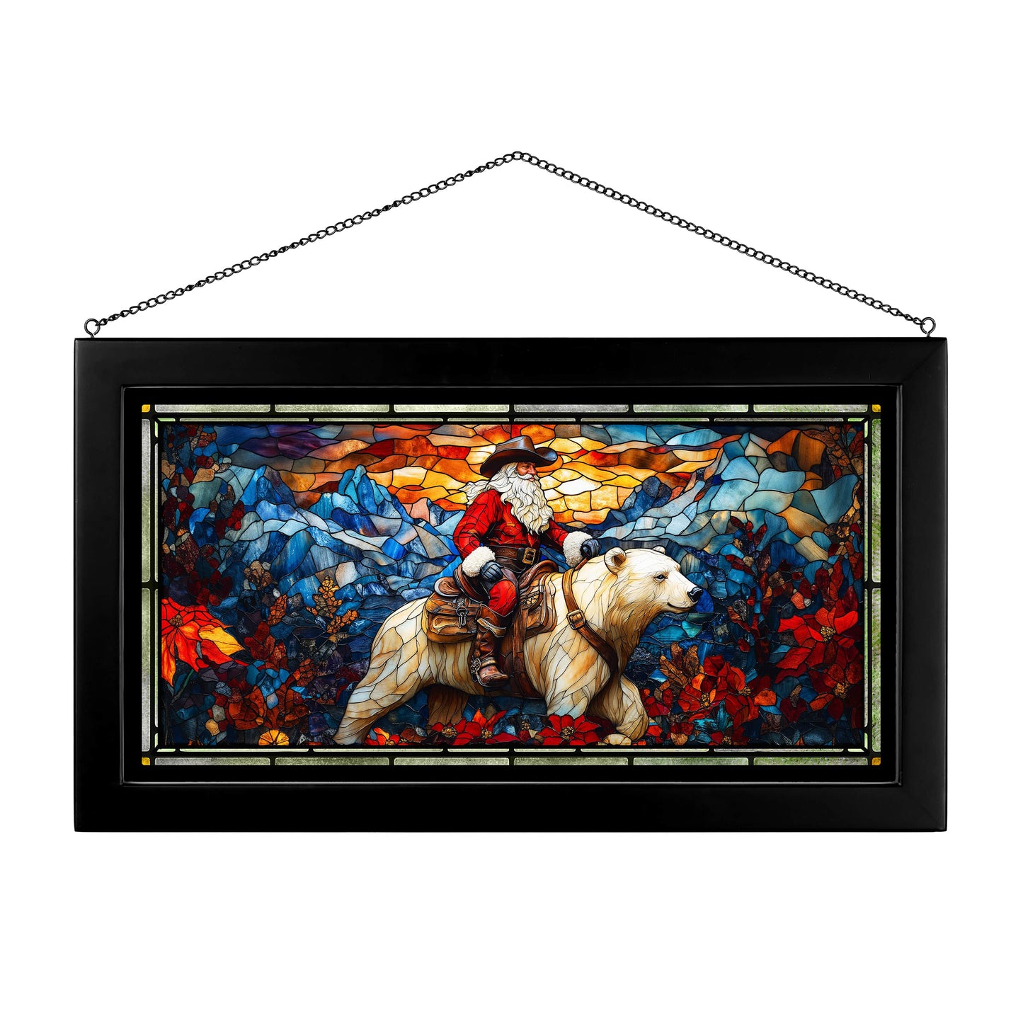 Howdy Ho-Ho-Ho - 13" x 23" Stained Glass Art