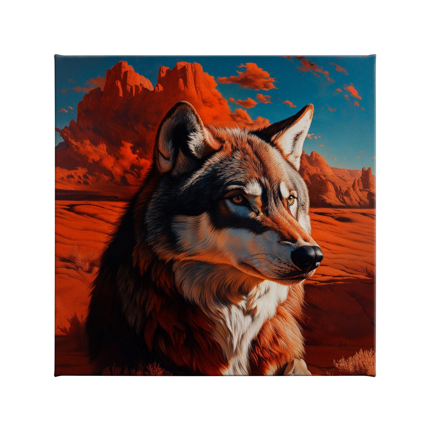 A wolf in red desert
