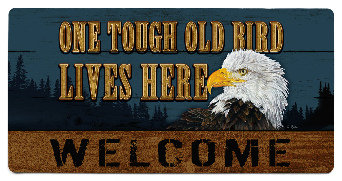 One Tough Old Bird Lives Here - Bald Eagle - 2' x 4' Floor Mat