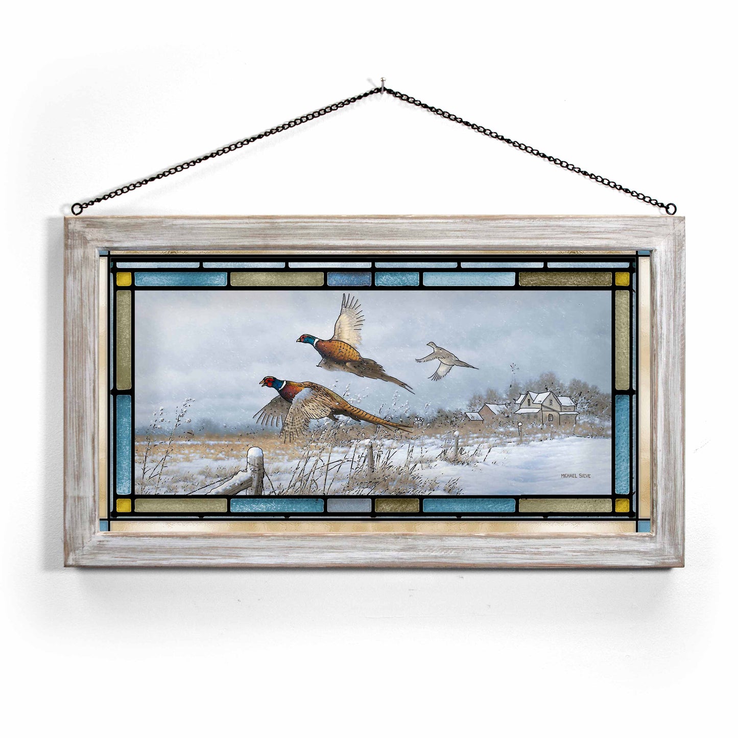 Snow Birds - Pheasants - Stained Glass Art