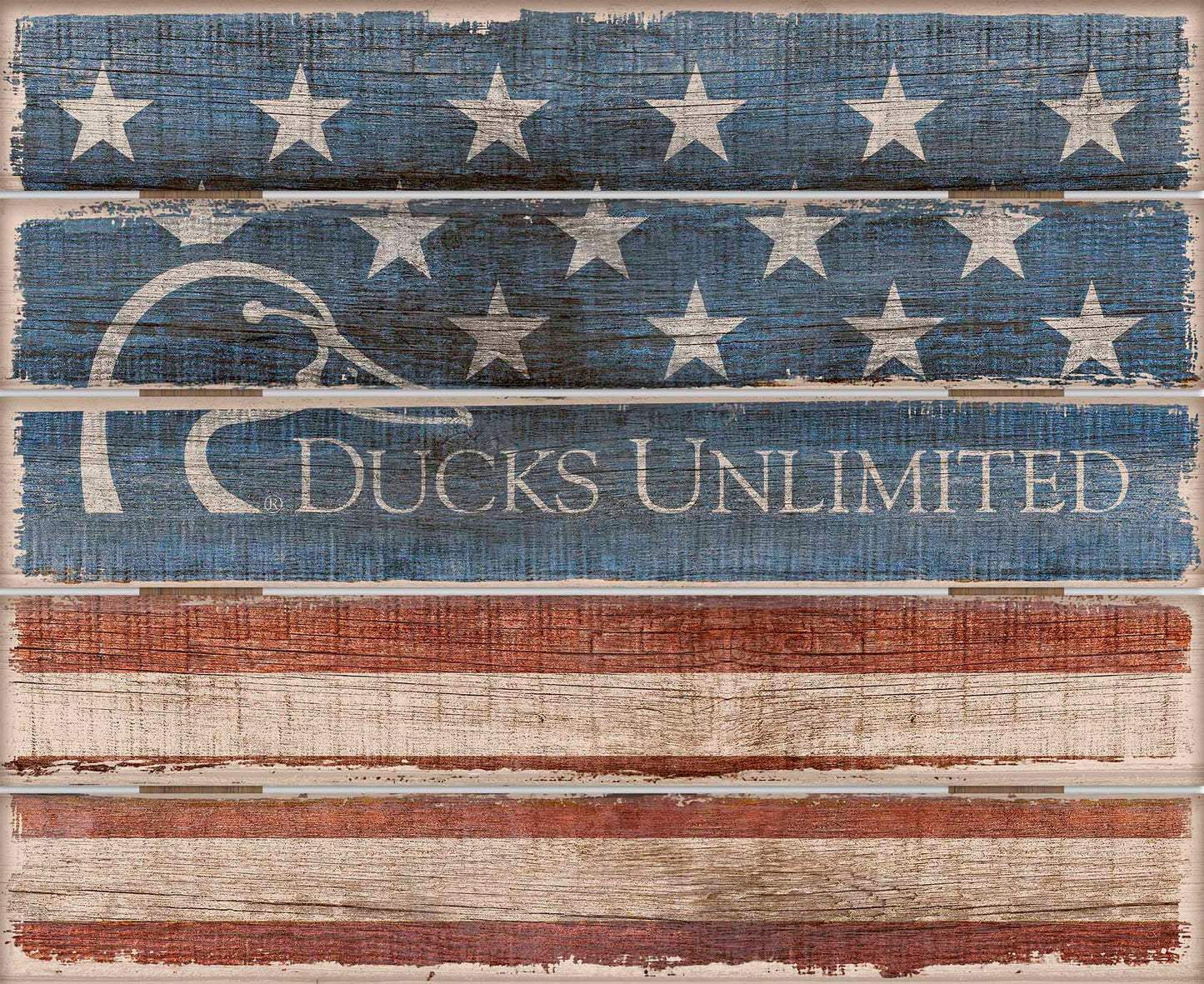 Ducks Unlimted Flag - 18" x 22" Wood Pallet Sign