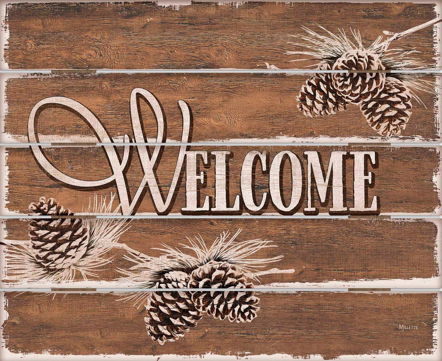 Welcome Pinecones - 18" x 22" Pallet Wall Art
