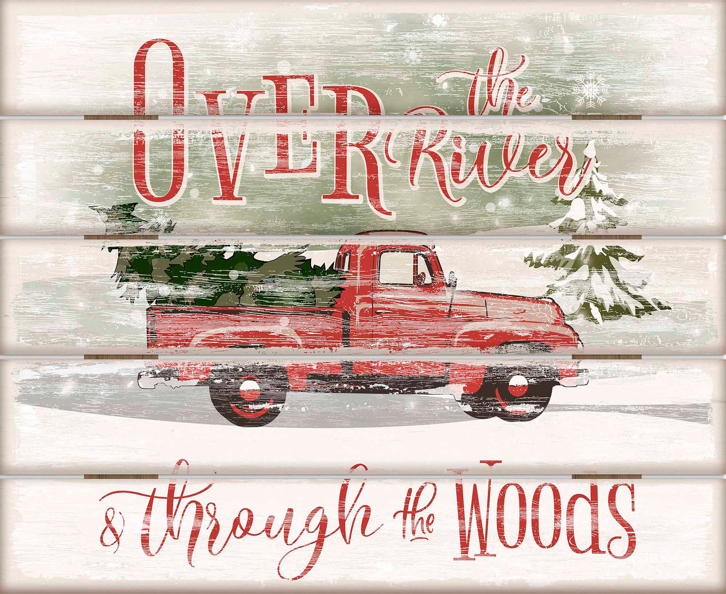 Over River Truck - 18" x 22" Pallet Wall Art