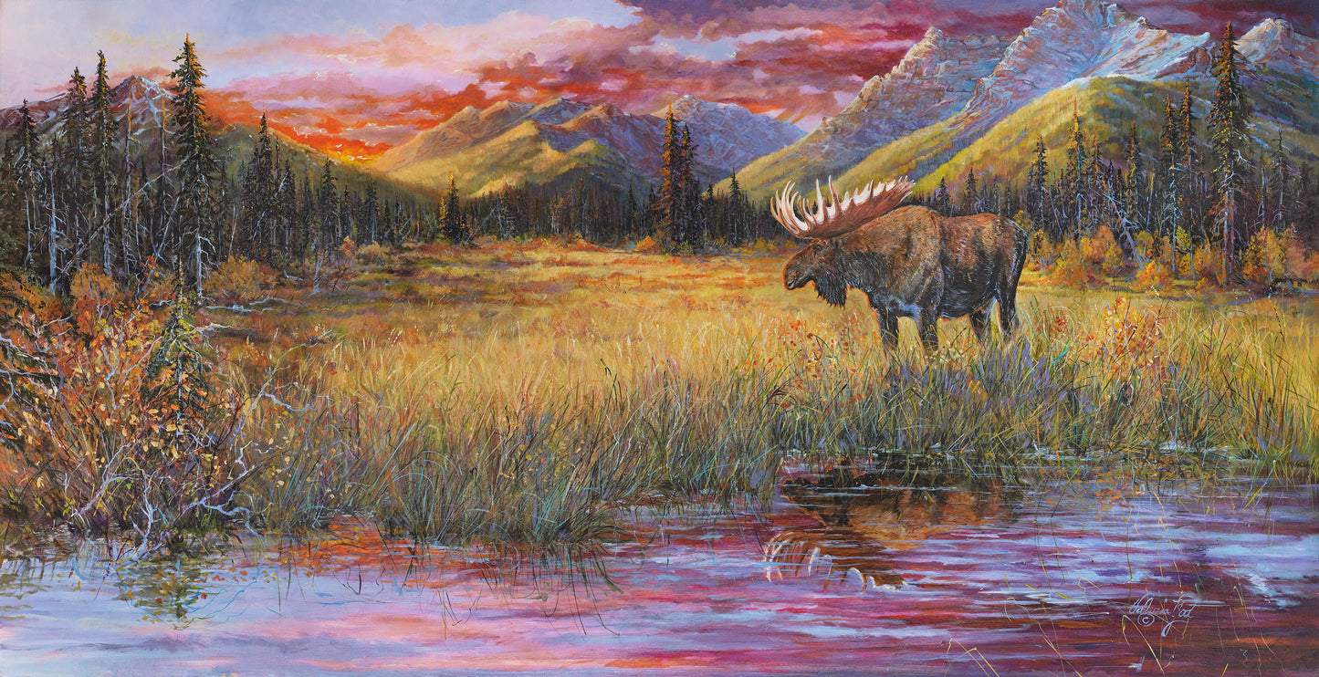 Reflections Dancing Colors - 19" x 37" Original Study Acrylic on board 1/1
