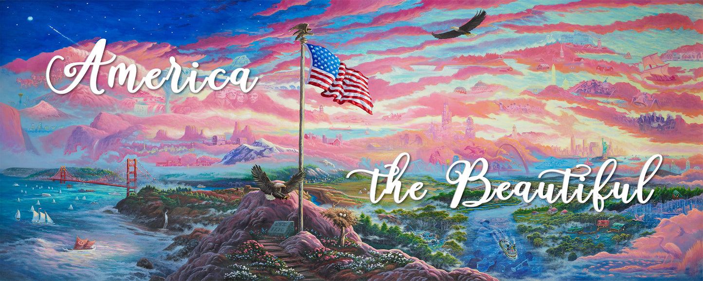 From Sea to Shining Sea - 12" x 30" Wood Sign