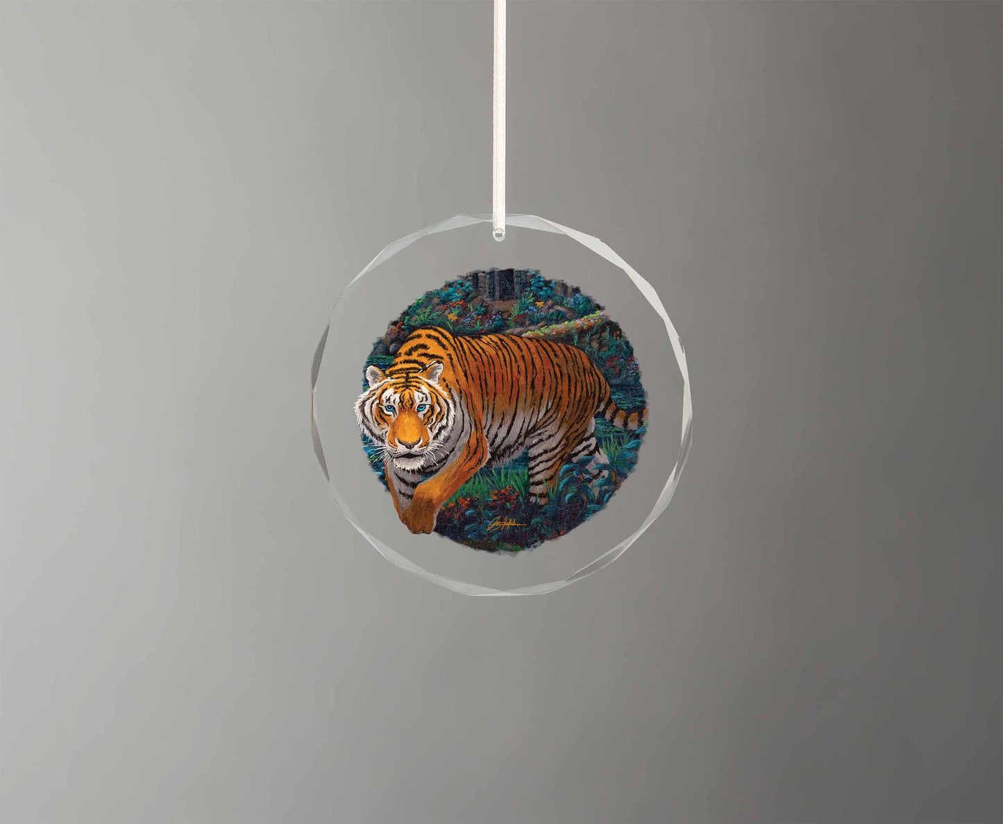 Tiger Jungle - Round Glass Ornament