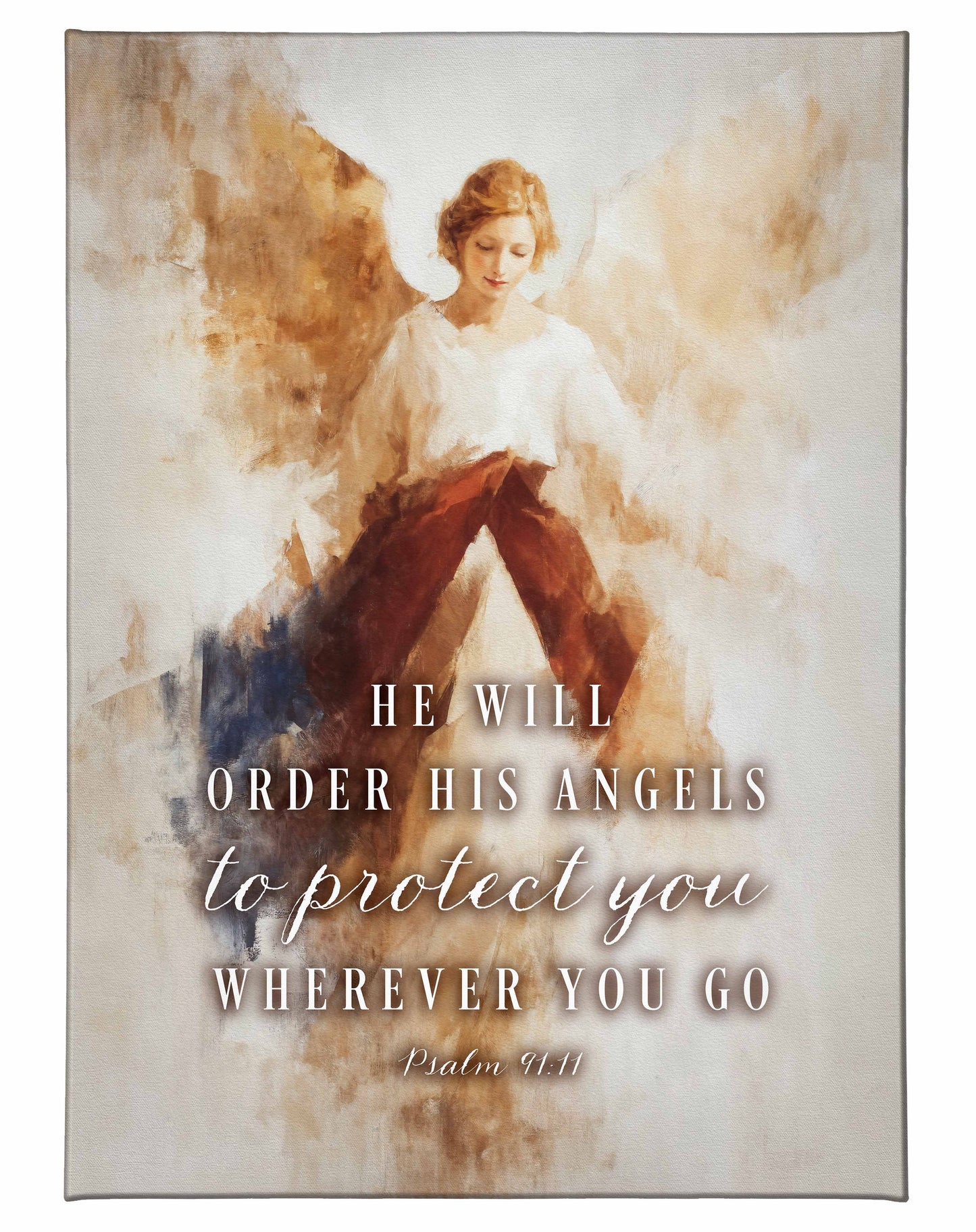 He will order His Angels - 13" x 18" Gallery Wrapped Canvas