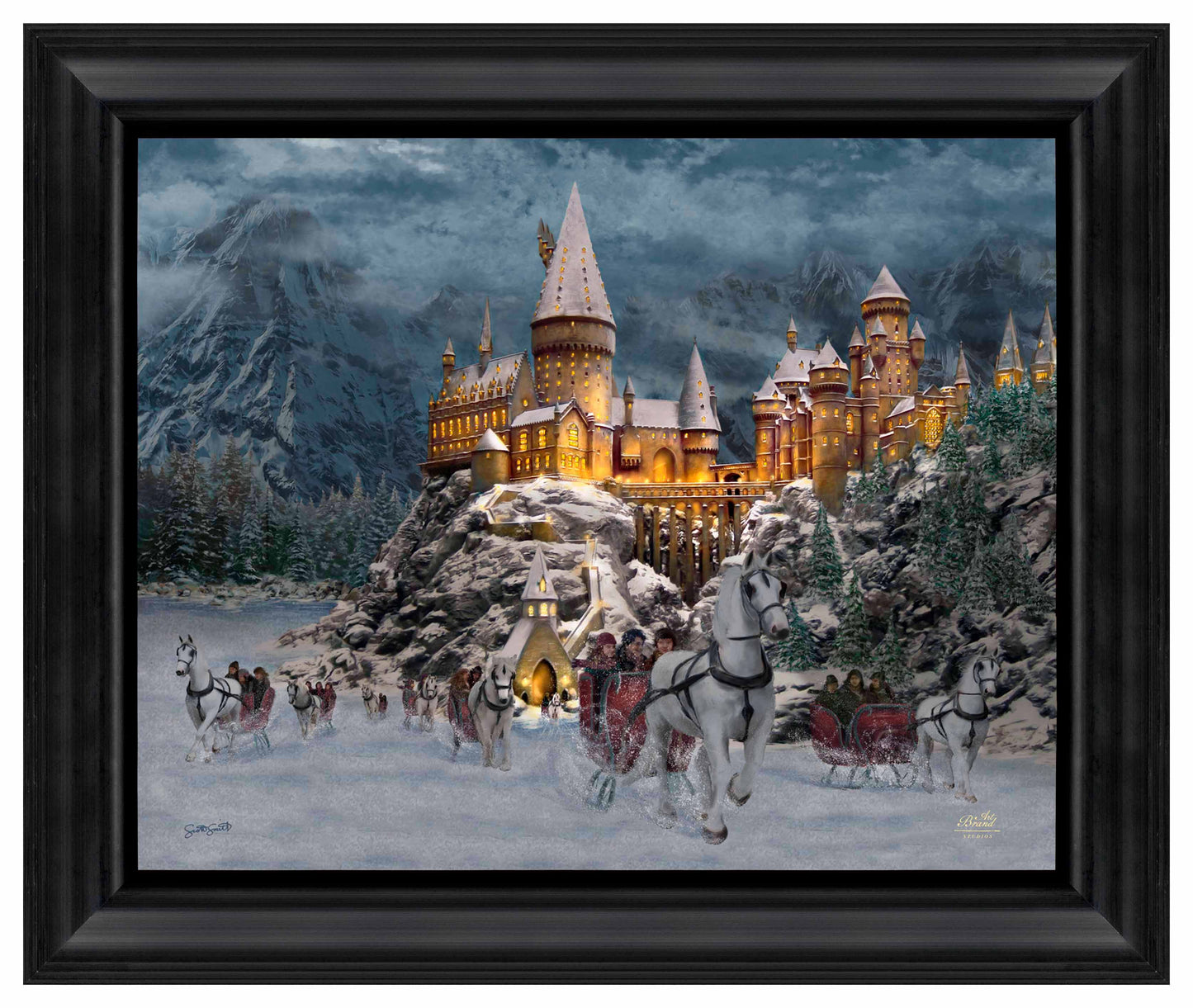 Hogwarts Castle in Winter - 16" x 20" Brushstroke Vignette