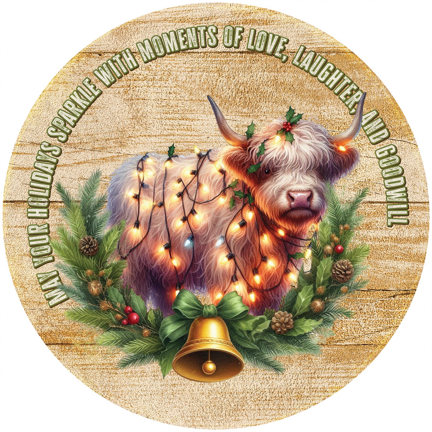 May Your Holidays Sparkle - 21” Round Wood Sign