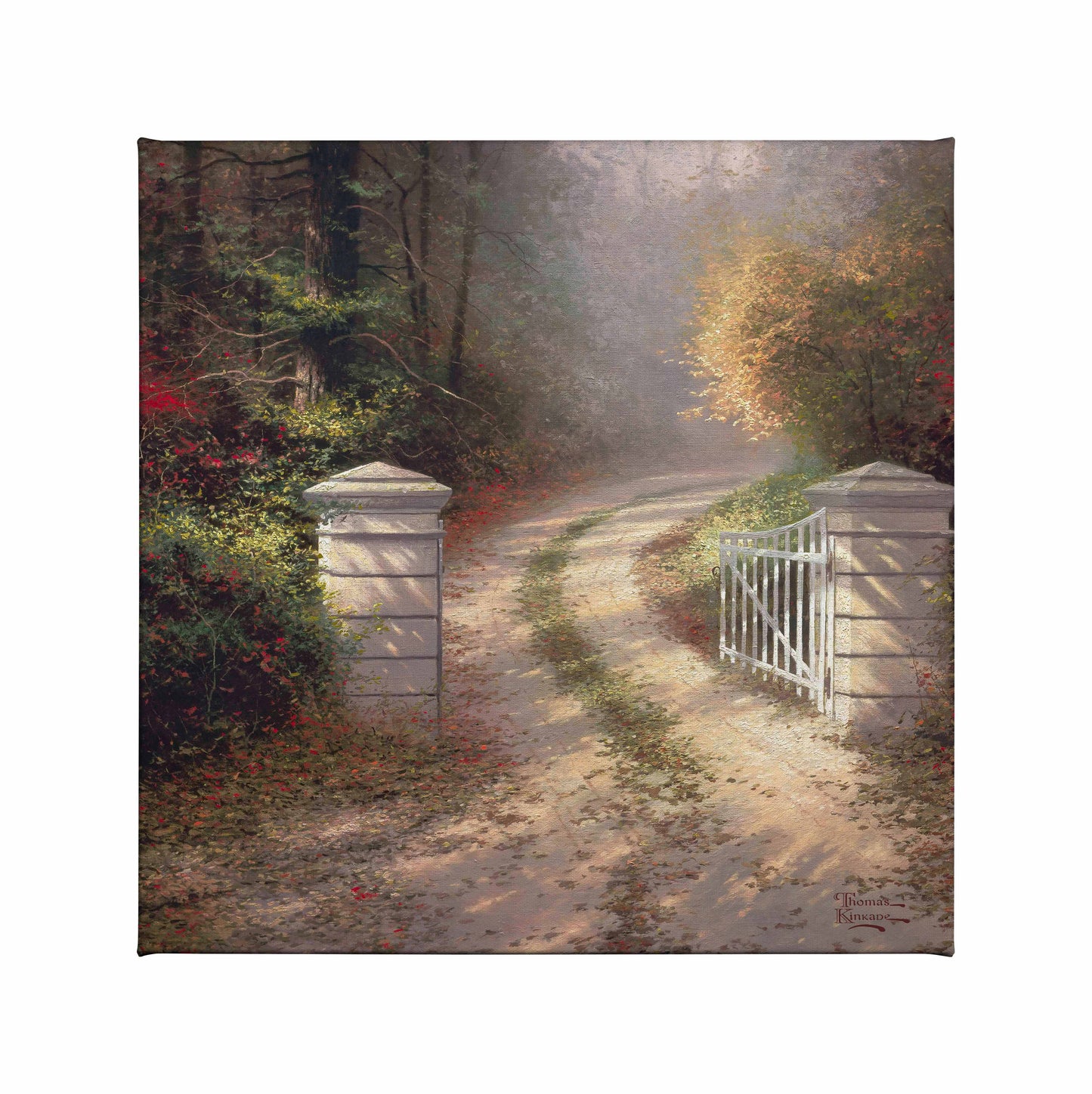 Painting of a gate in the autumn