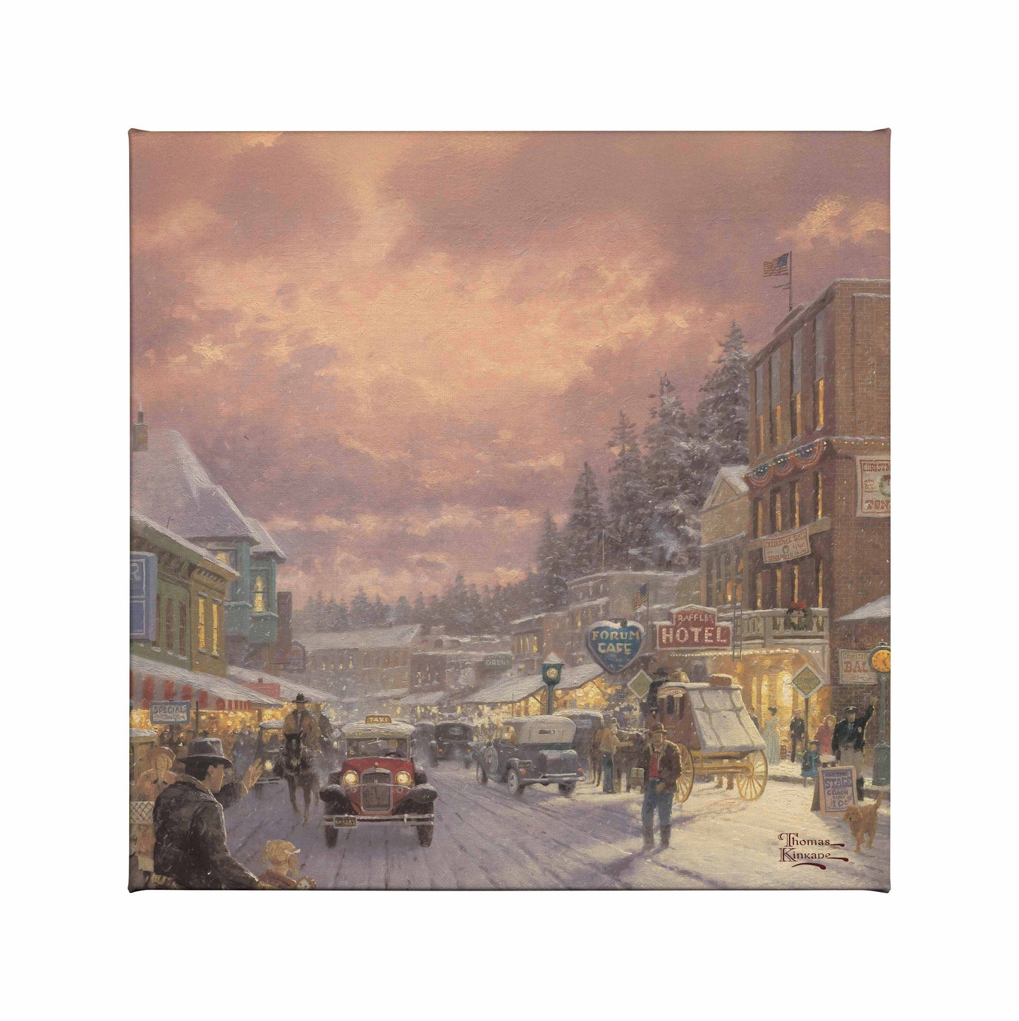 Painting of Christmas on a main street