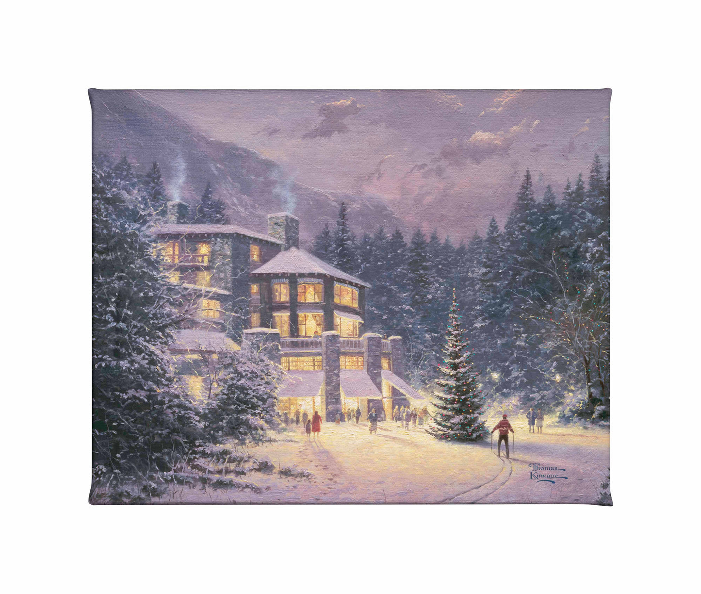 Painting of a Christmas house and tree