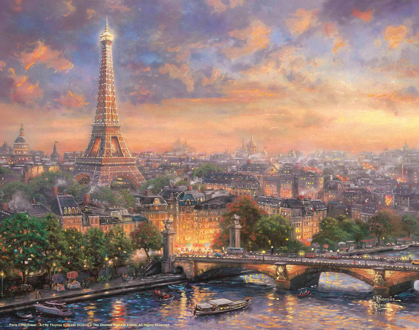 Painting showing Paris and the Eiffel tower