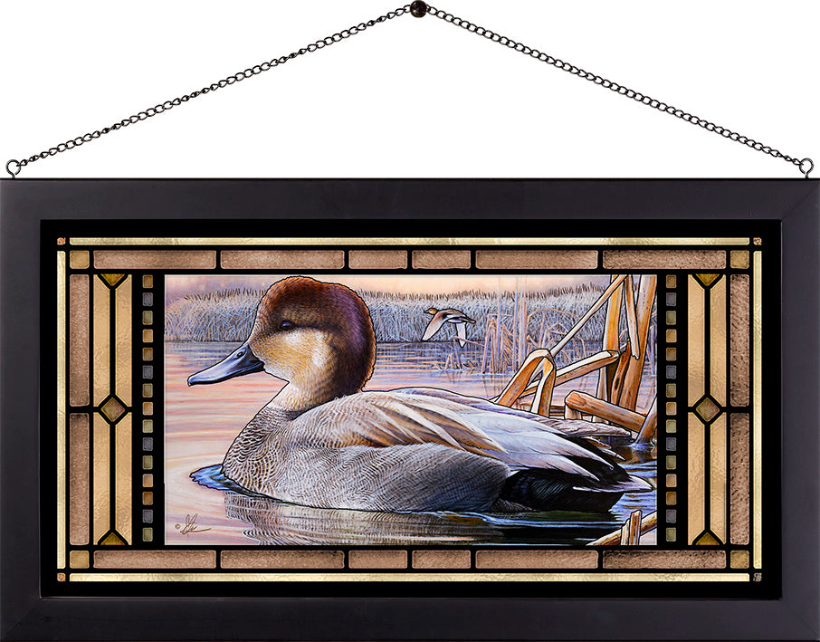 Framed image with a duck in the river