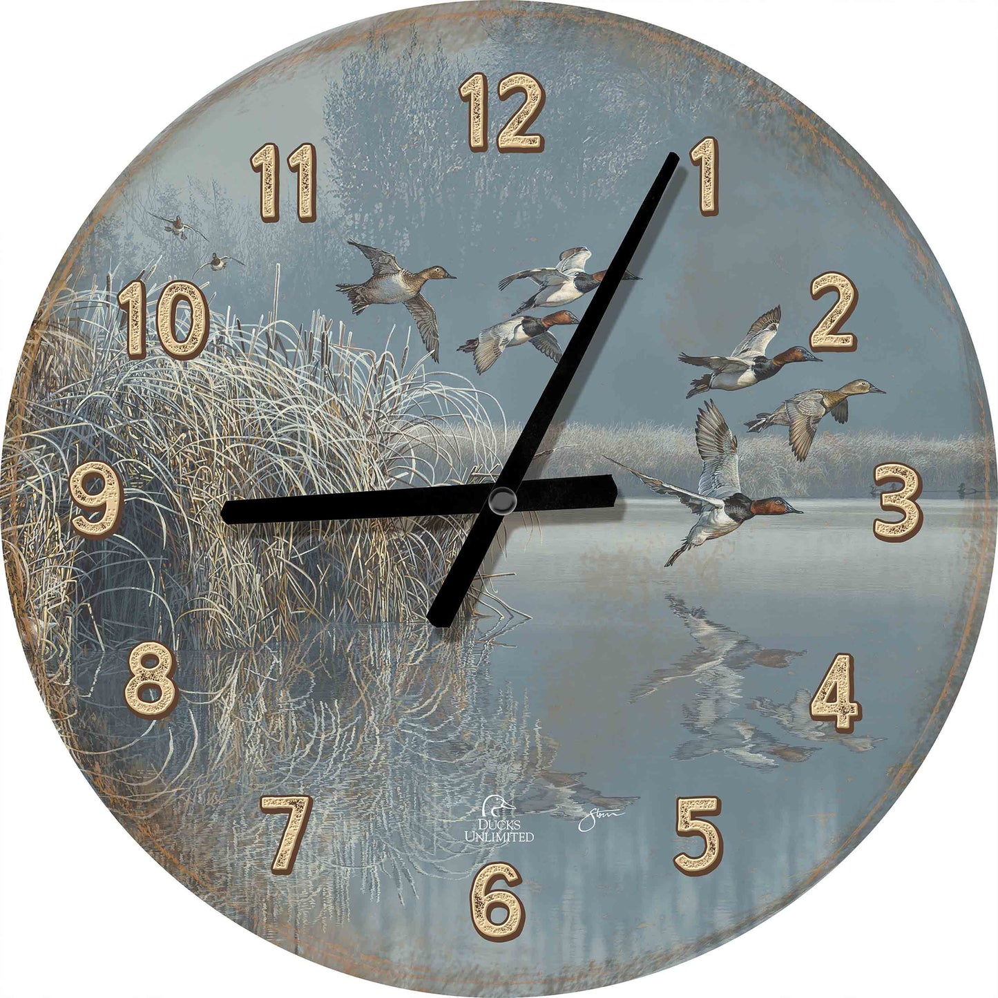 A Hint of Yesteryear 21" Round Clock - Official Ducks Unlimited Art
