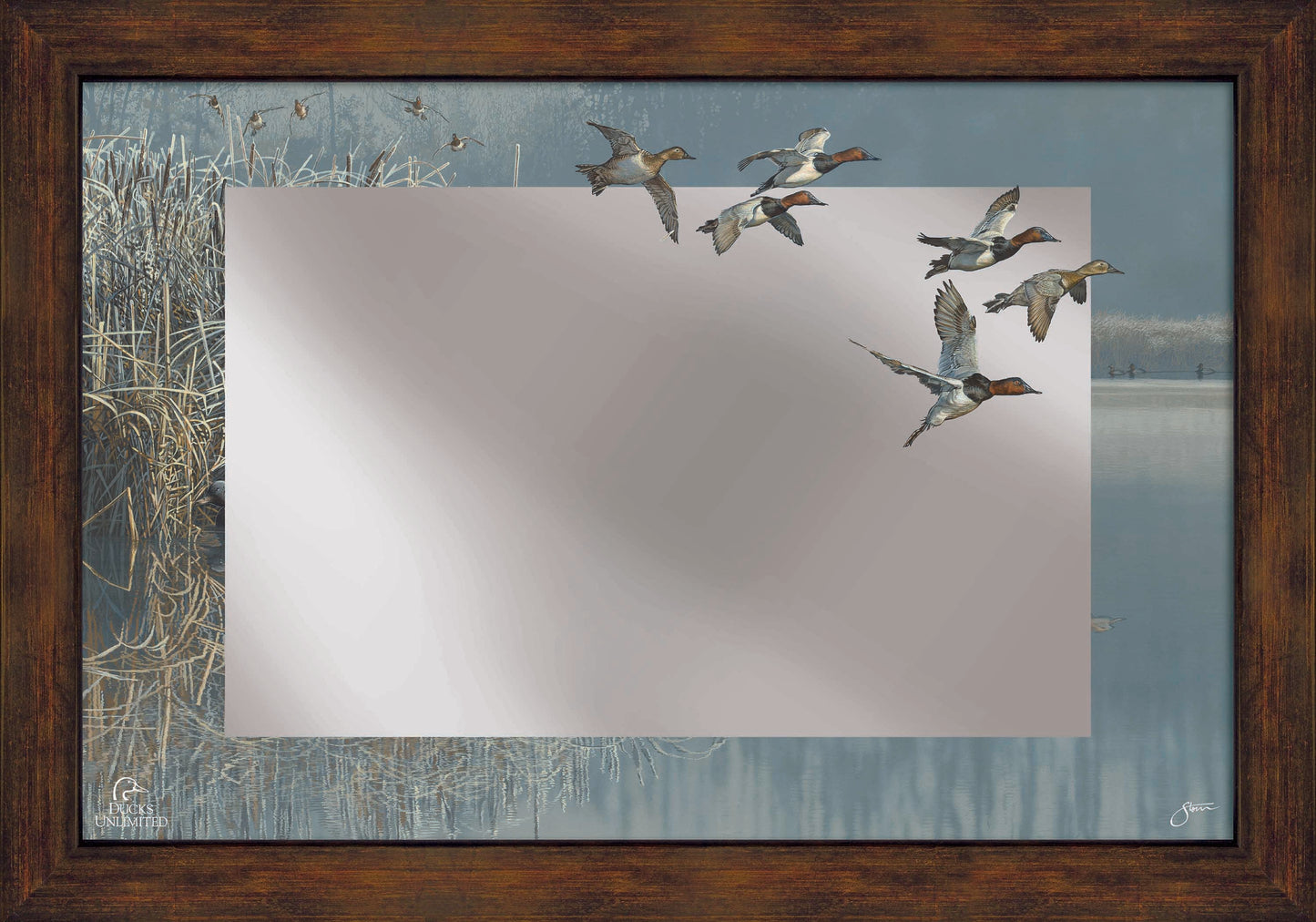A Hint of Yesteryear 16" x 24" Mirror Framed Barnwood - Official Ducks Unlimited Art
