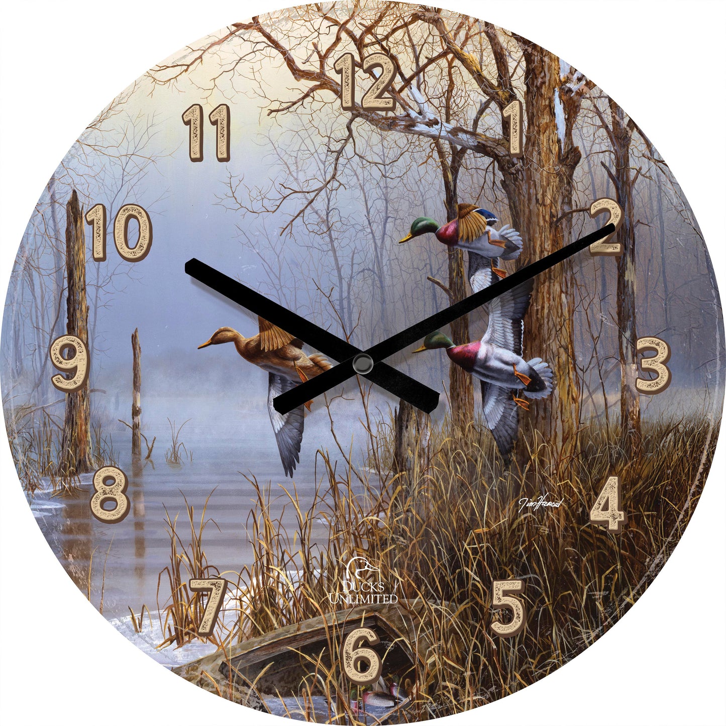 After the Thaw 21" Round Clock - Official Ducks Unlimited Art