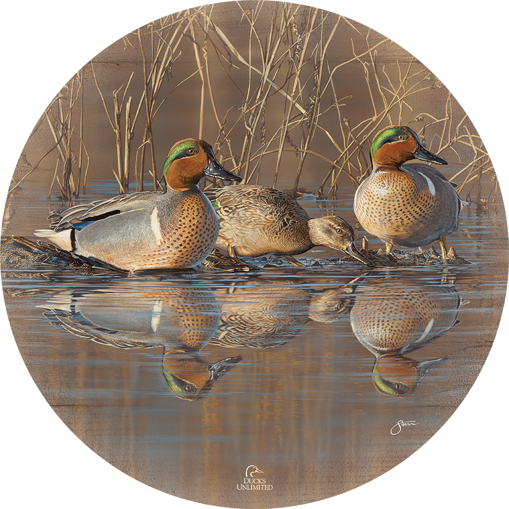 Amber Waters 21" Round Wood Sign - Official Ducks Unlimited Art
