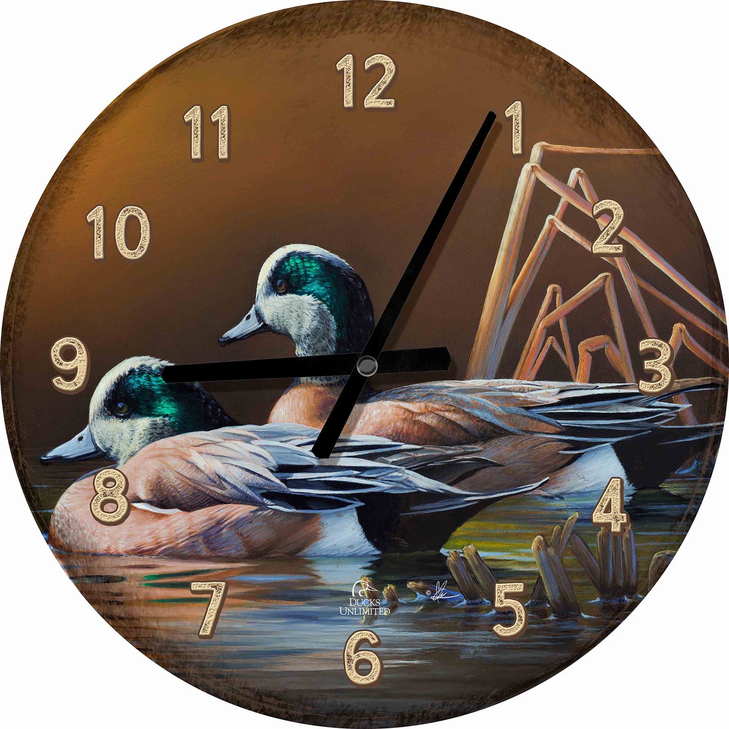 American Widgeon 21" Round Clock - Official Ducks Unlimited Art