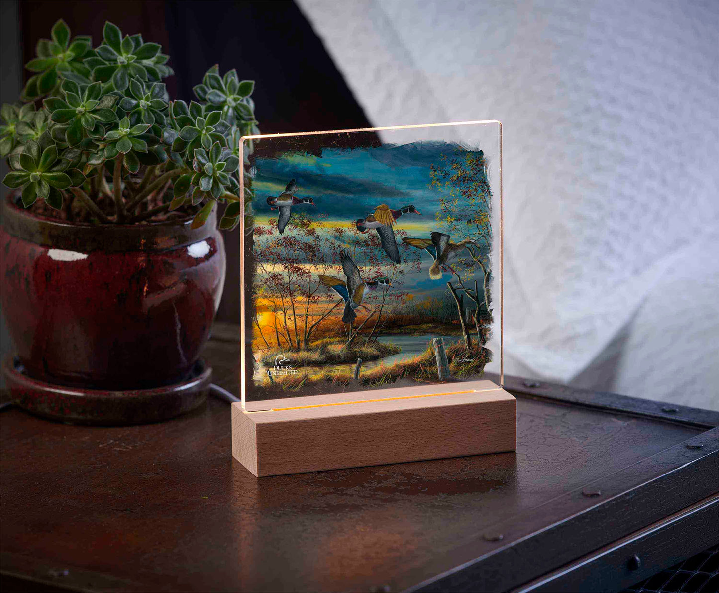 Autumn Splendor 6.37" x 6" Acrylic Night Light - Official Ducks Unlimited
