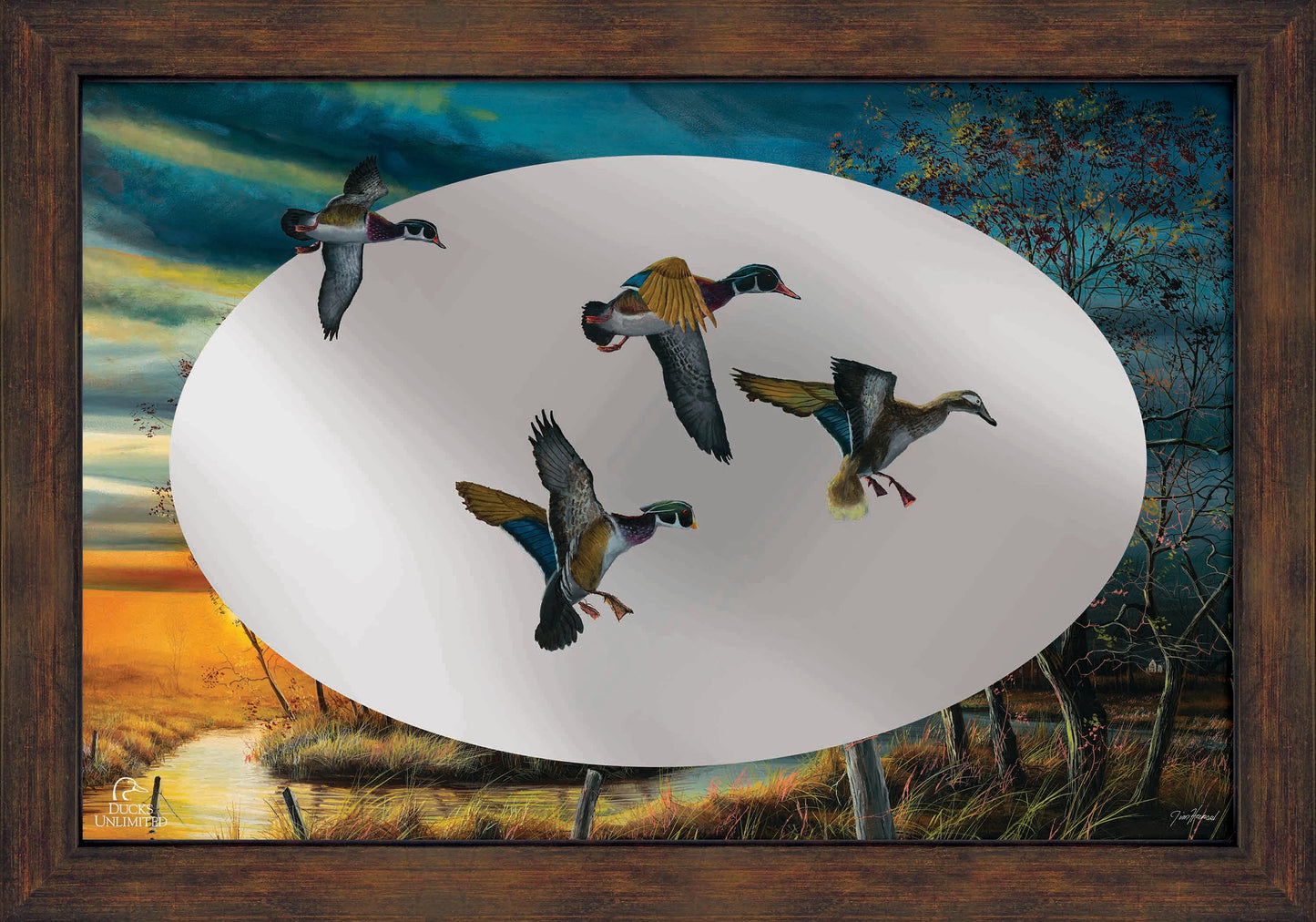 Autumn Splendor 16" x 24" Mirror Framed Barnwood - Official Ducks Unlimited
