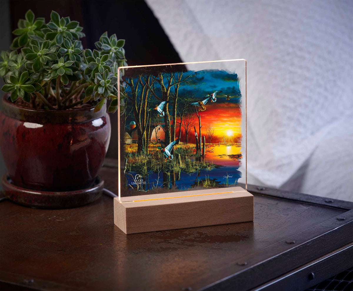 Autumn Visitors 6.37" x 6" Acrylic Night Light - Official Ducks Unlimited Art