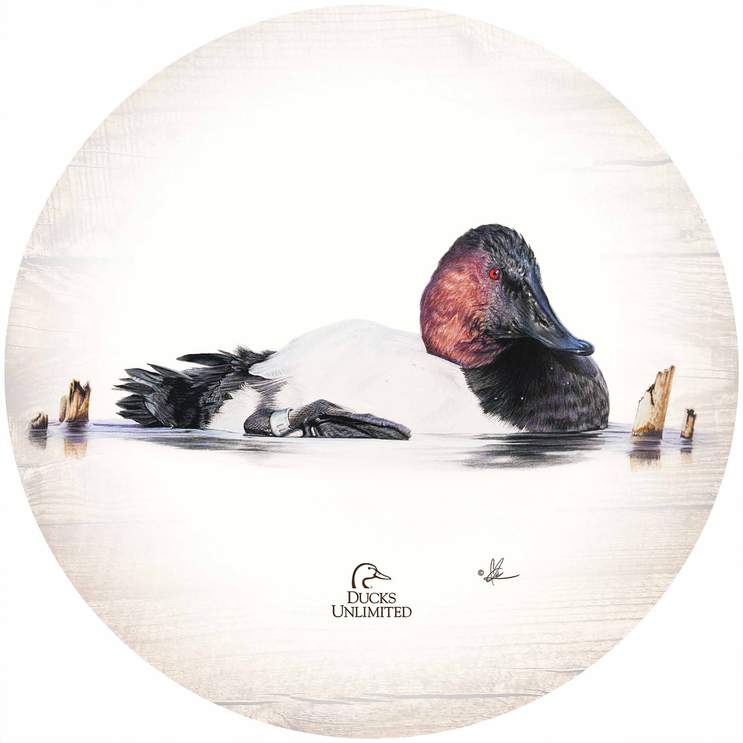 Banded 21" Round Wood Sign - Official Ducks Unlimited Art